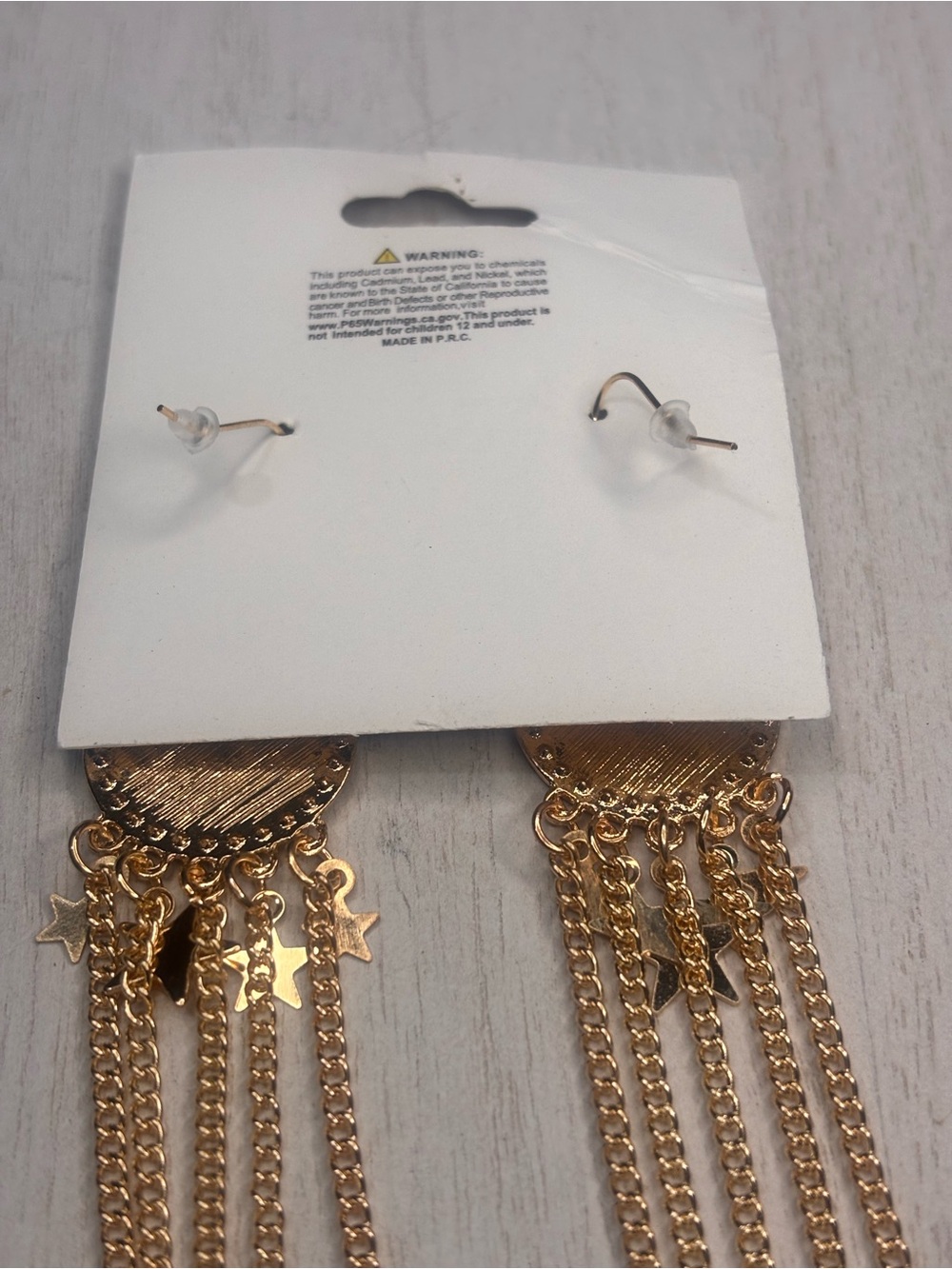 Patriotic American Flag Rhinestone Fringe Dangle Earrings - Picture 4 of 5